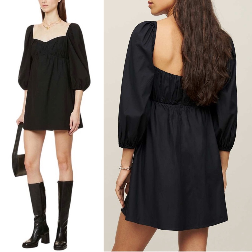 REFORMATION Sweetheart Neck Puff Sleeve Whimsigoth Empire Waist Babydoll Dress 8 - Picture 5 of 9